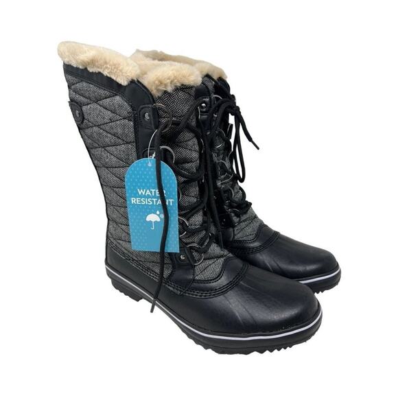 Jambu Black Herringbone Chilly Water Resistant Duck Boot 9.5M - Picture 1 of 12